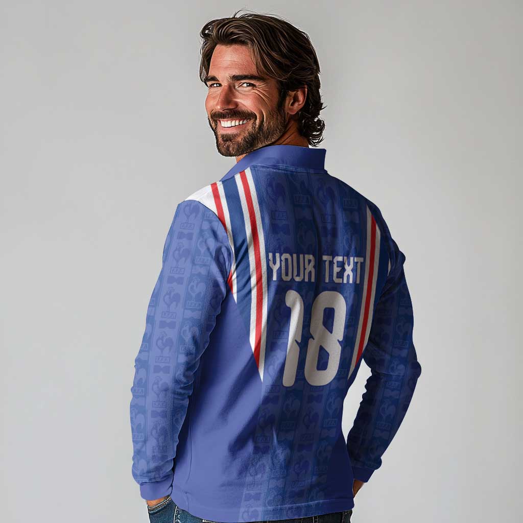 Custom France Football Long Sleeve Polo Shirt Les Bleus Glory Road to 2026