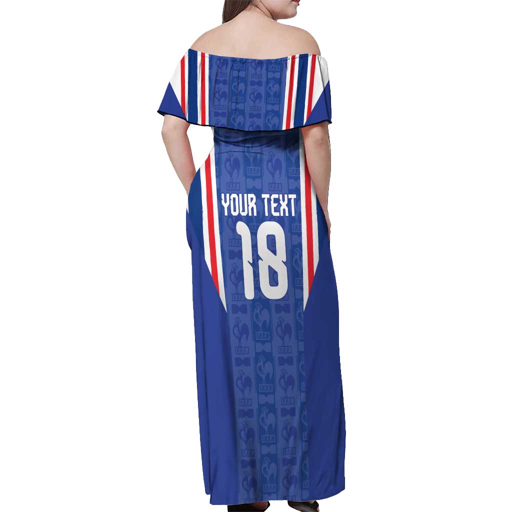 Custom France Football Off Shoulder Maxi Dress Les Bleus Glory Road to 2026