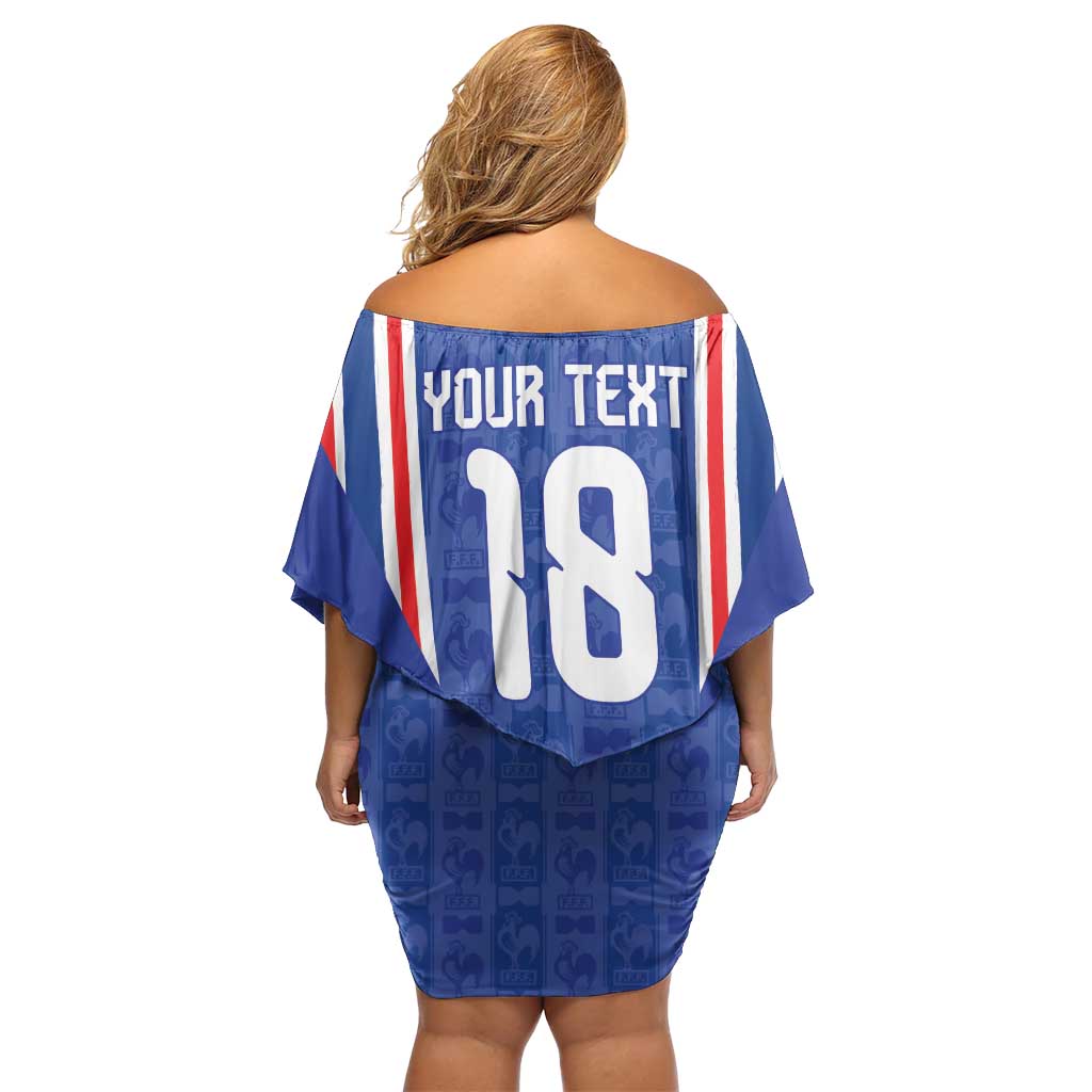 Custom France Football Off Shoulder Short Dress Les Bleus Glory Road to 2026