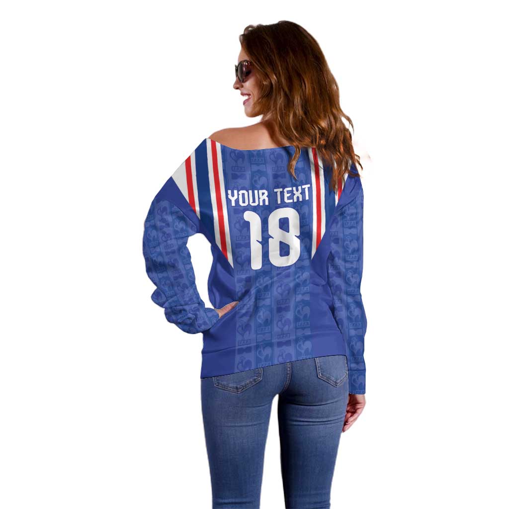Custom France Football Off Shoulder Sweater Les Bleus Glory Road to 2026