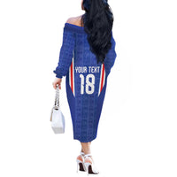 Custom France Football Off The Shoulder Long Sleeve Dress Les Bleus Glory Road to 2026