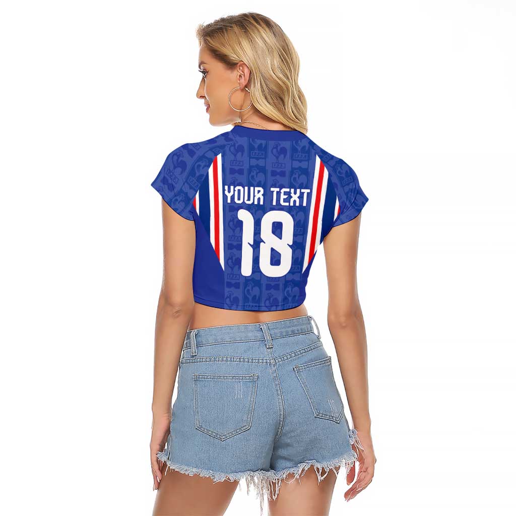 Custom France Football Raglan Cropped T Shirt Les Bleus Glory Road to 2026
