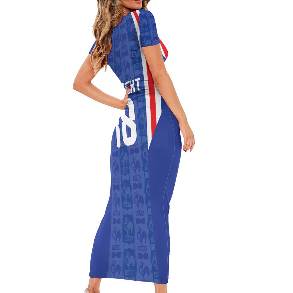 Custom France Football Short Sleeve Bodycon Dress Les Bleus Glory Road to 2026