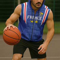 Custom France Football Sleeveless Zip Hoodie Les Bleus Glory Road to 2026