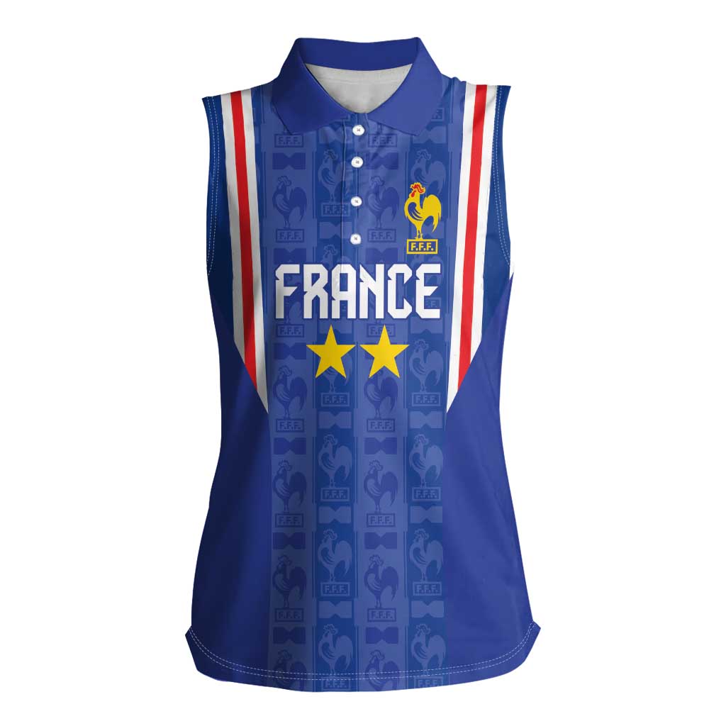 Custom France Football Women Sleeveless Polo Shirt Les Bleus Glory Road to 2026