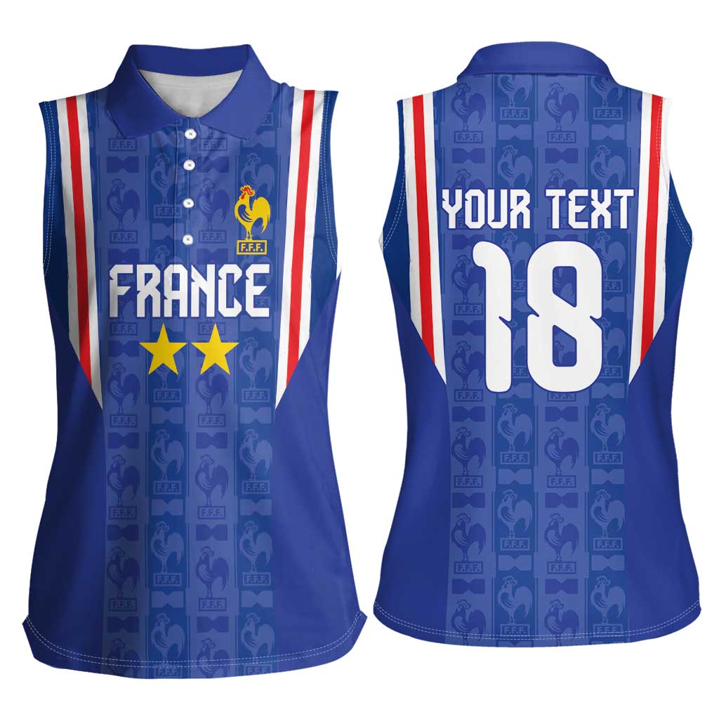 Custom France Football Women Sleeveless Polo Shirt Les Bleus Glory Road to 2026