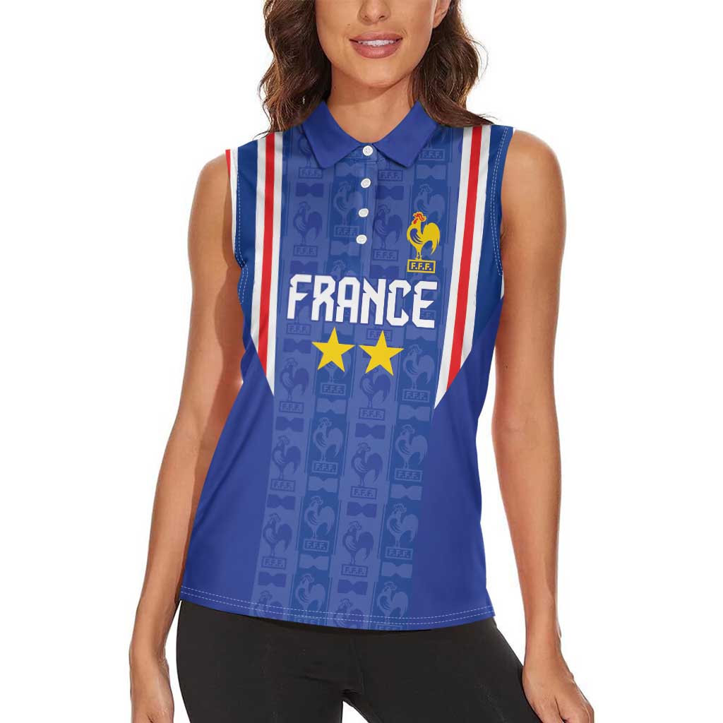 Custom France Football Women Sleeveless Polo Shirt Les Bleus Glory Road to 2026