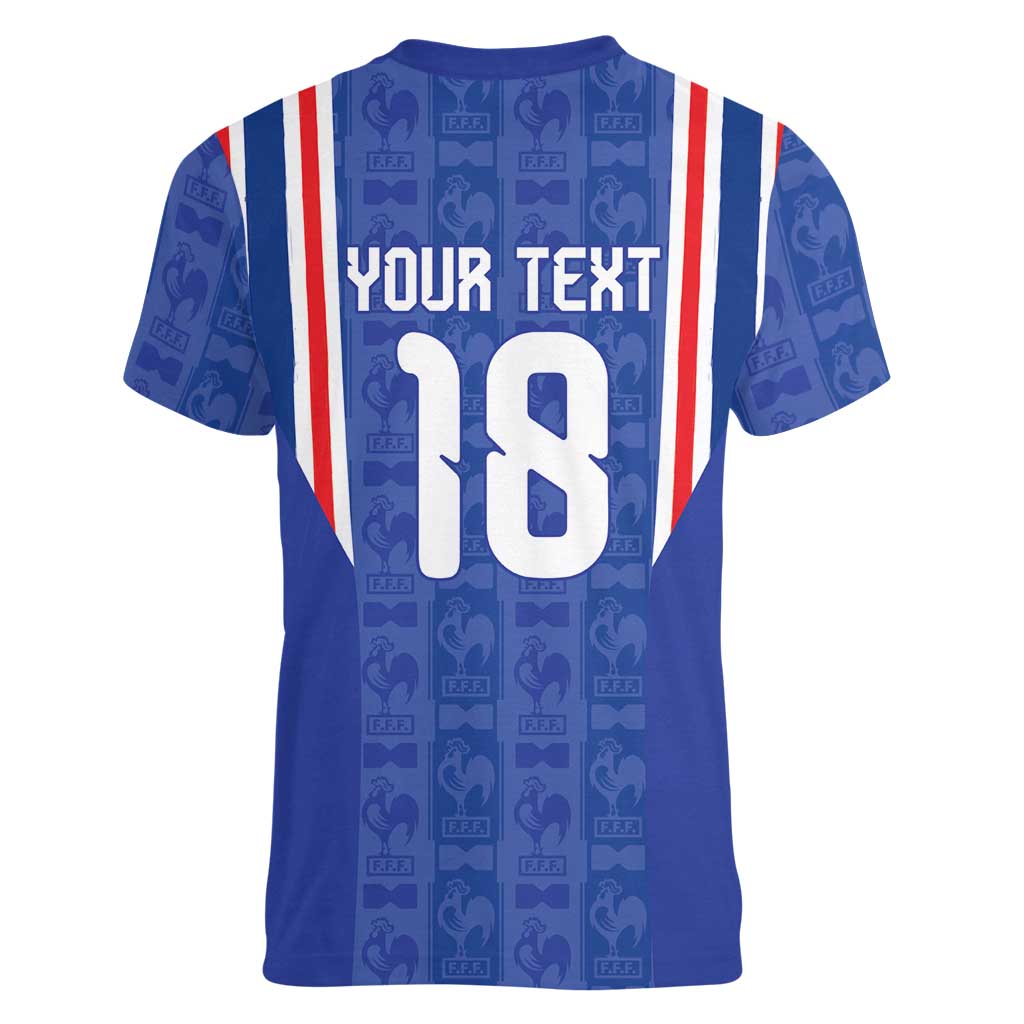Custom France Football Women V-Neck T-Shirt Les Bleus Glory Road to 2026