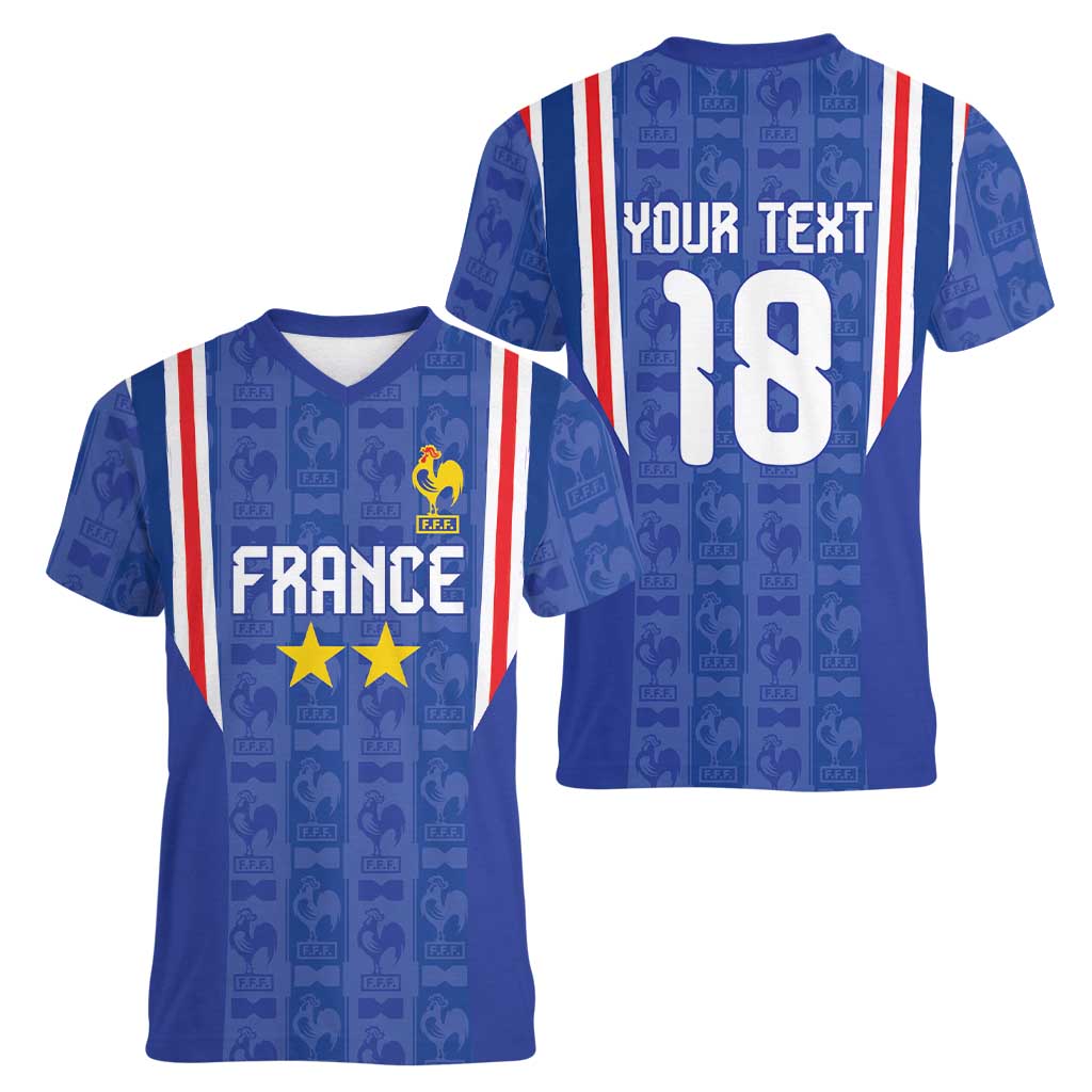 Custom France Football Women V-Neck T-Shirt Les Bleus Glory Road to 2026
