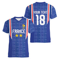 Custom France Football Women V-Neck T-Shirt Les Bleus Glory Road to 2026
