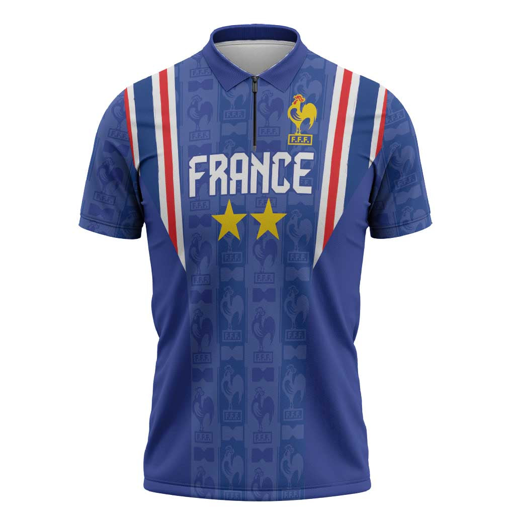 Custom France Football Zipper Polo Shirt Les Bleus Glory Road to 2026
