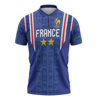 Custom France Football Zipper Polo Shirt Les Bleus Glory Road to 2026