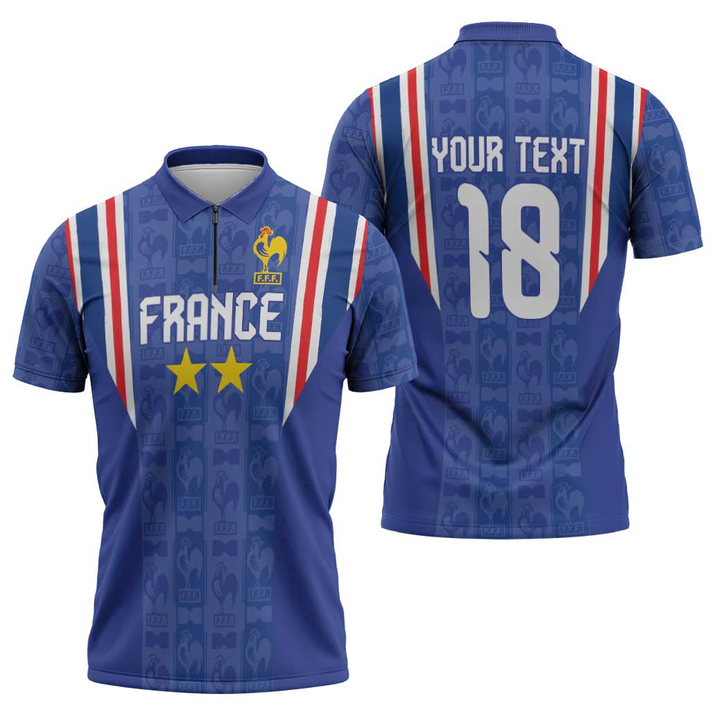 Custom France Football Zipper Polo Shirt Les Bleus Glory Road to 2026