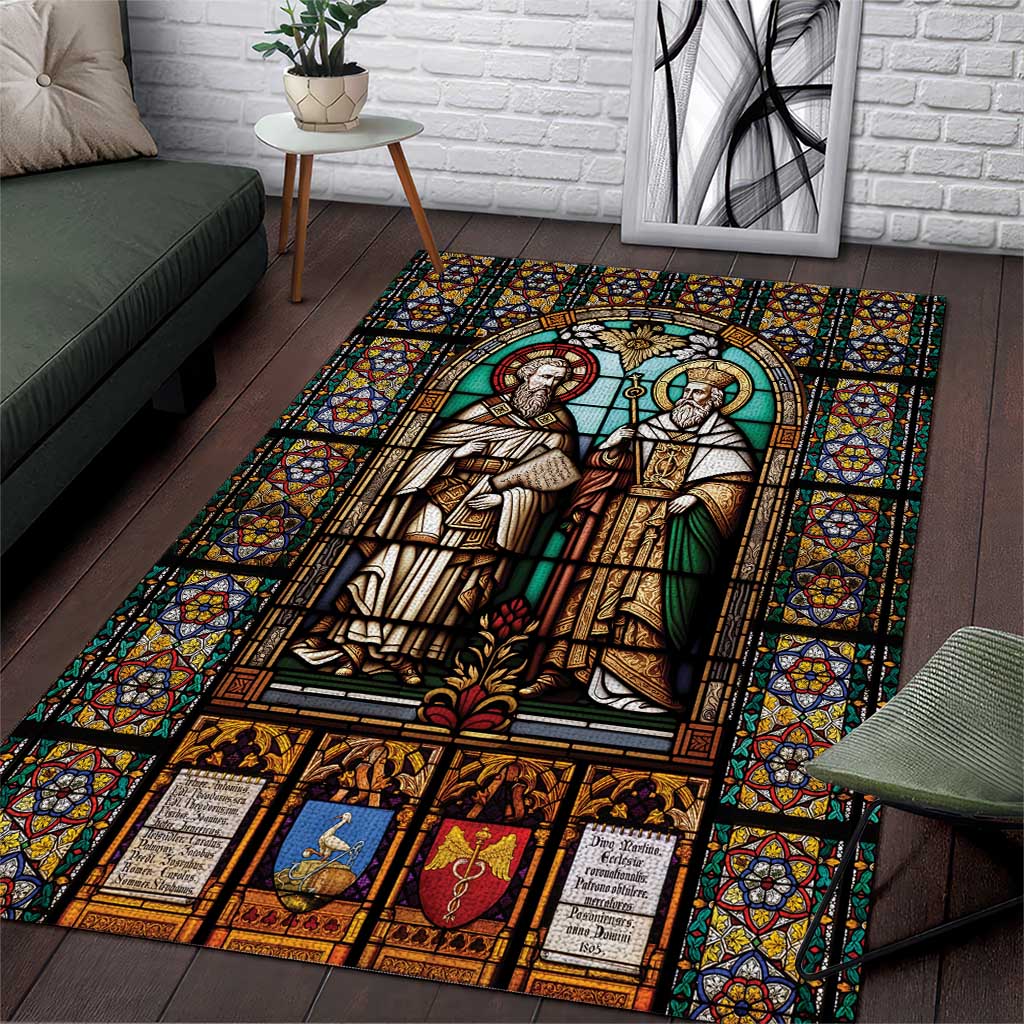 Happy Saints Cyril and Methodius Day Area Rug Christian Stained-Glass Window