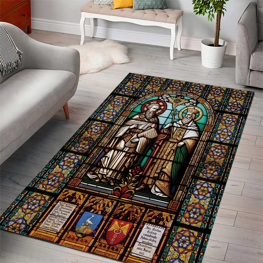 Happy Saints Cyril and Methodius Day Area Rug Christian Stained-Glass Window