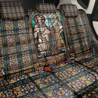 Happy Saints Cyril and Methodius Day Back Car Seat Cover Christian Stained-Glass Window