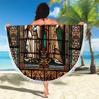 Happy Saints Cyril and Methodius Day Beach Blanket Christian Stained-Glass Window