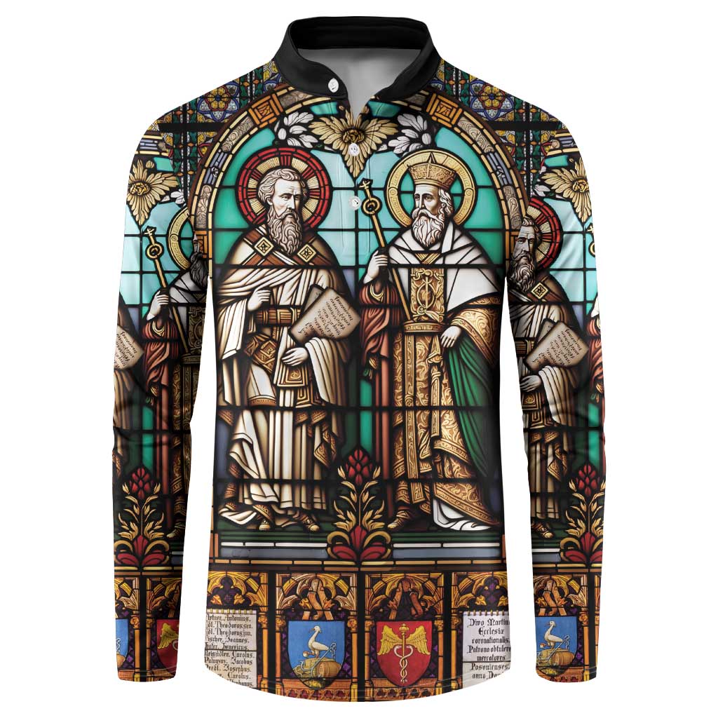 Happy Saints Cyril and Methodius Day Button Sweatshirt Christian Stained-Glass Window