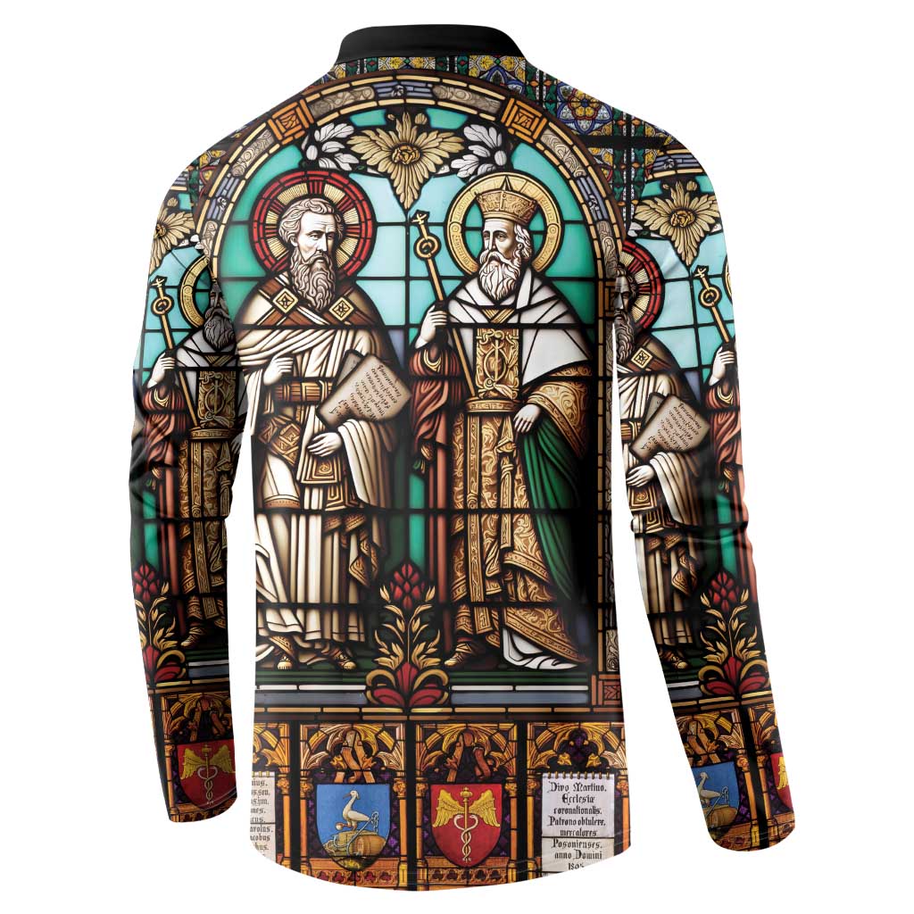Happy Saints Cyril and Methodius Day Button Sweatshirt Christian Stained-Glass Window