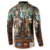 Happy Saints Cyril and Methodius Day Button Sweatshirt Christian Stained-Glass Window