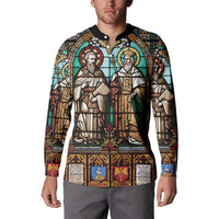 Happy Saints Cyril and Methodius Day Button Sweatshirt Christian Stained-Glass Window