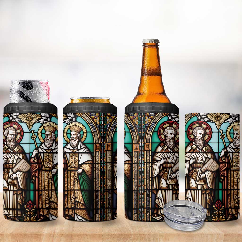 Happy Saints Cyril and Methodius Day 4 in 1 Can Cooler Tumbler Christian Stained-Glass Window