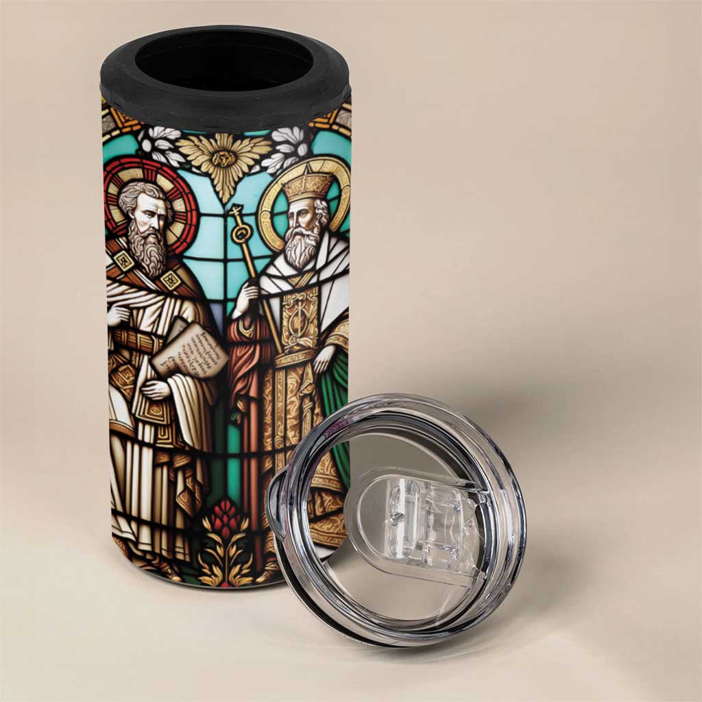 Happy Saints Cyril and Methodius Day 4 in 1 Can Cooler Tumbler Christian Stained-Glass Window