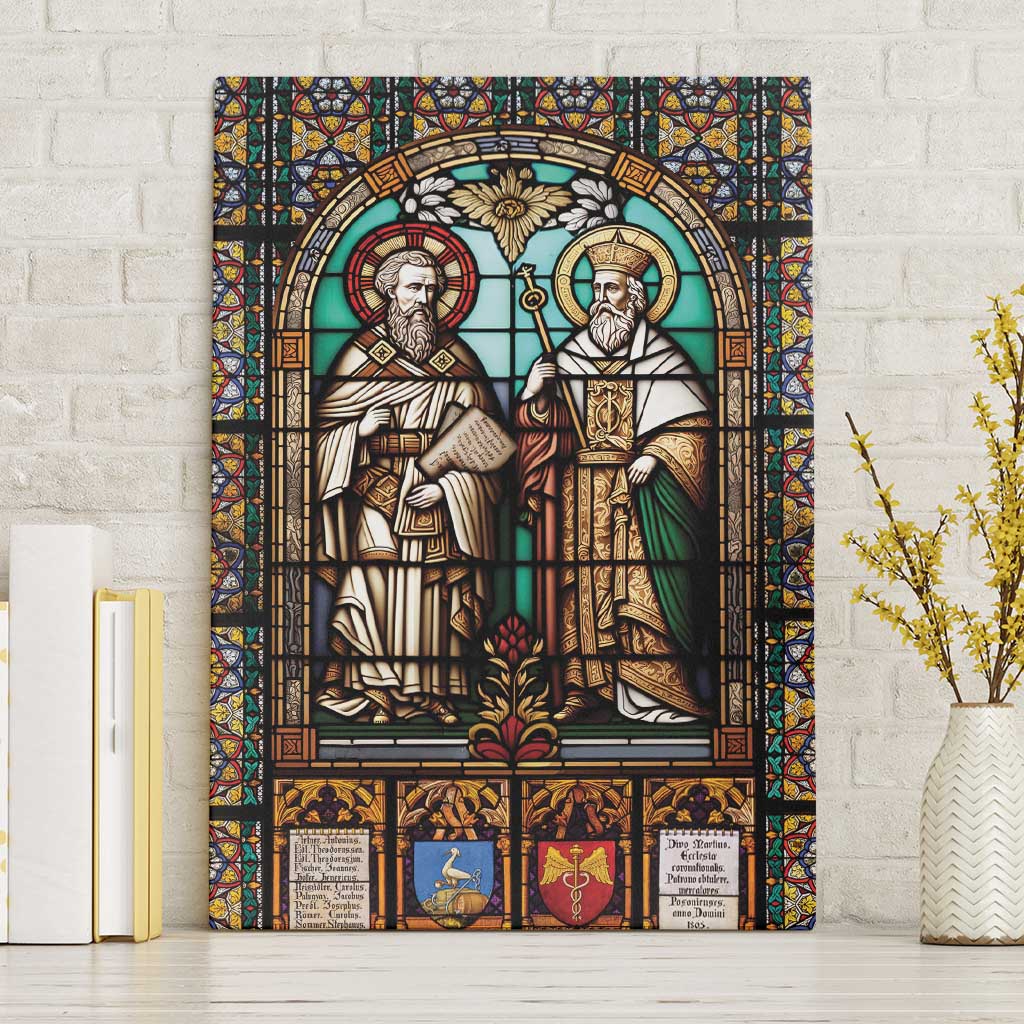 Happy Saints Cyril and Methodius Day Canvas Wall Art Christian Stained-Glass Window
