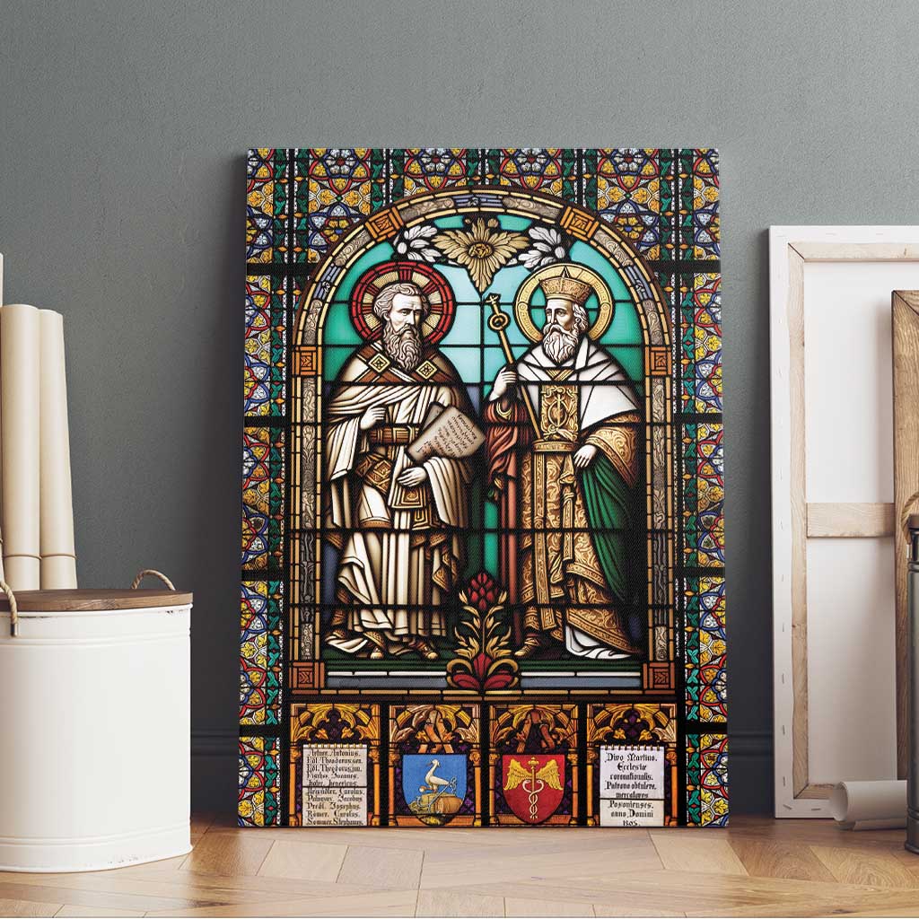Happy Saints Cyril and Methodius Day Canvas Wall Art Christian Stained-Glass Window