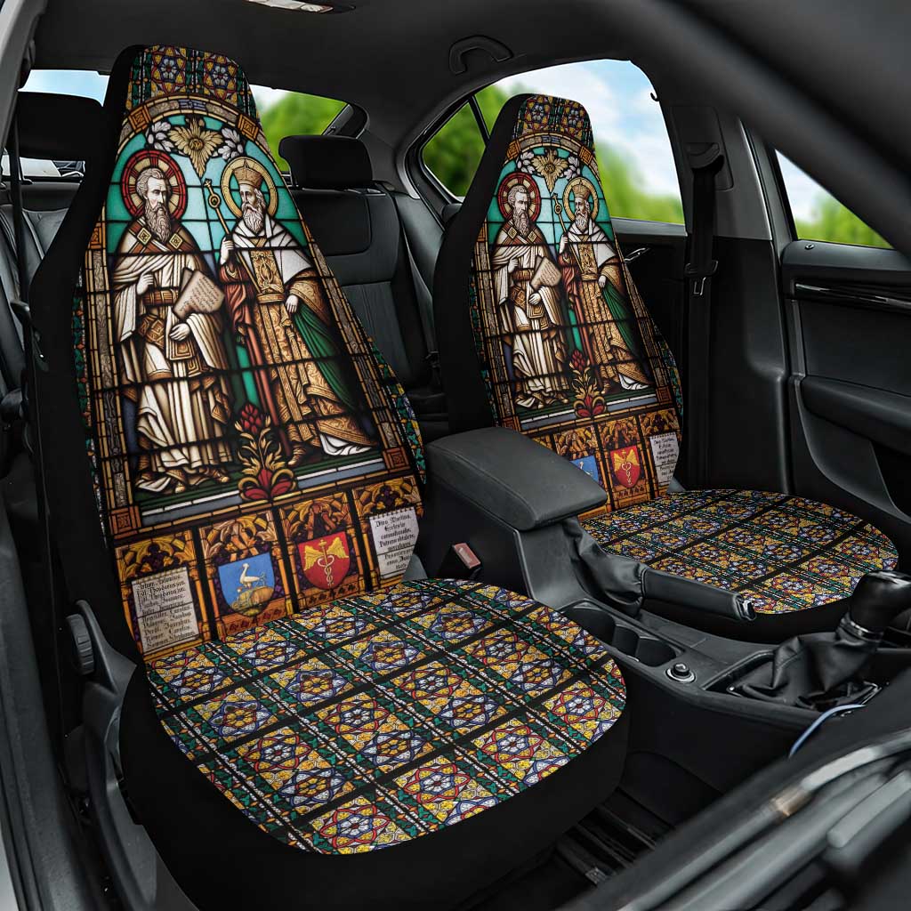 Happy Saints Cyril and Methodius Day Car Seat Cover Christian Stained-Glass Window