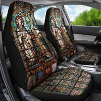 Happy Saints Cyril and Methodius Day Car Seat Cover Christian Stained-Glass Window