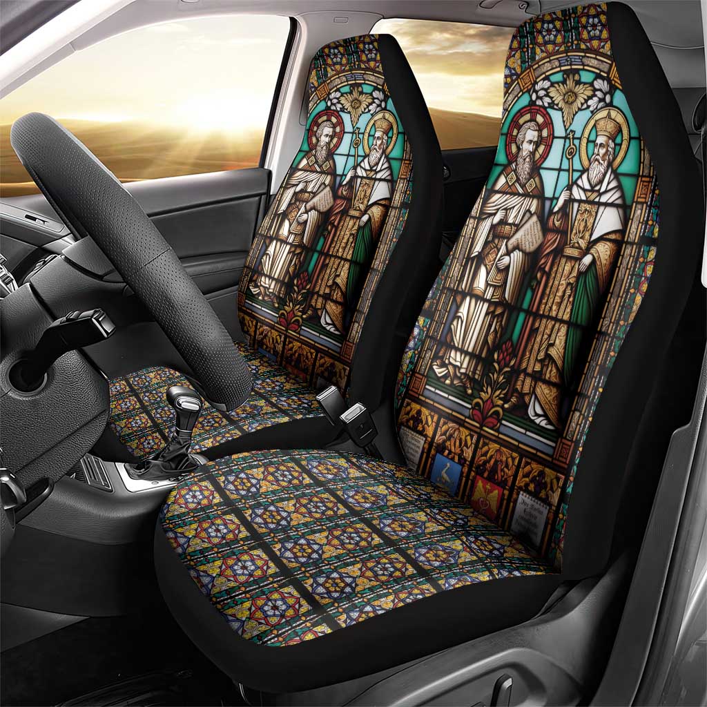 Happy Saints Cyril and Methodius Day Car Seat Cover Christian Stained-Glass Window