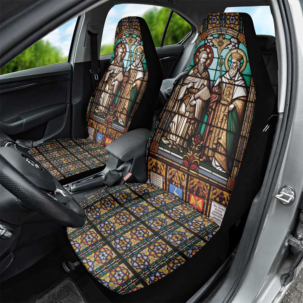 Happy Saints Cyril and Methodius Day Car Seat Cover Christian Stained-Glass Window