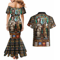 Happy Saints Cyril and Methodius Day Couples Matching Mermaid Dress and Hawaiian Shirt Christian Stained-Glass Window