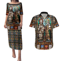 Happy Saints Cyril and Methodius Day Couples Matching Puletasi and Hawaiian Shirt Christian Stained-Glass Window