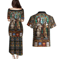 Happy Saints Cyril and Methodius Day Couples Matching Puletasi and Hawaiian Shirt Christian Stained-Glass Window