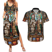 Happy Saints Cyril and Methodius Day Couples Matching Summer Maxi Dress and Hawaiian Shirt Christian Stained-Glass Window