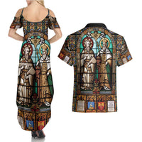 Happy Saints Cyril and Methodius Day Couples Matching Summer Maxi Dress and Hawaiian Shirt Christian Stained-Glass Window