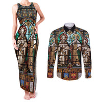 Happy Saints Cyril and Methodius Day Couples Matching Tank Maxi Dress and Long Sleeve Button Shirt Christian Stained-Glass Window