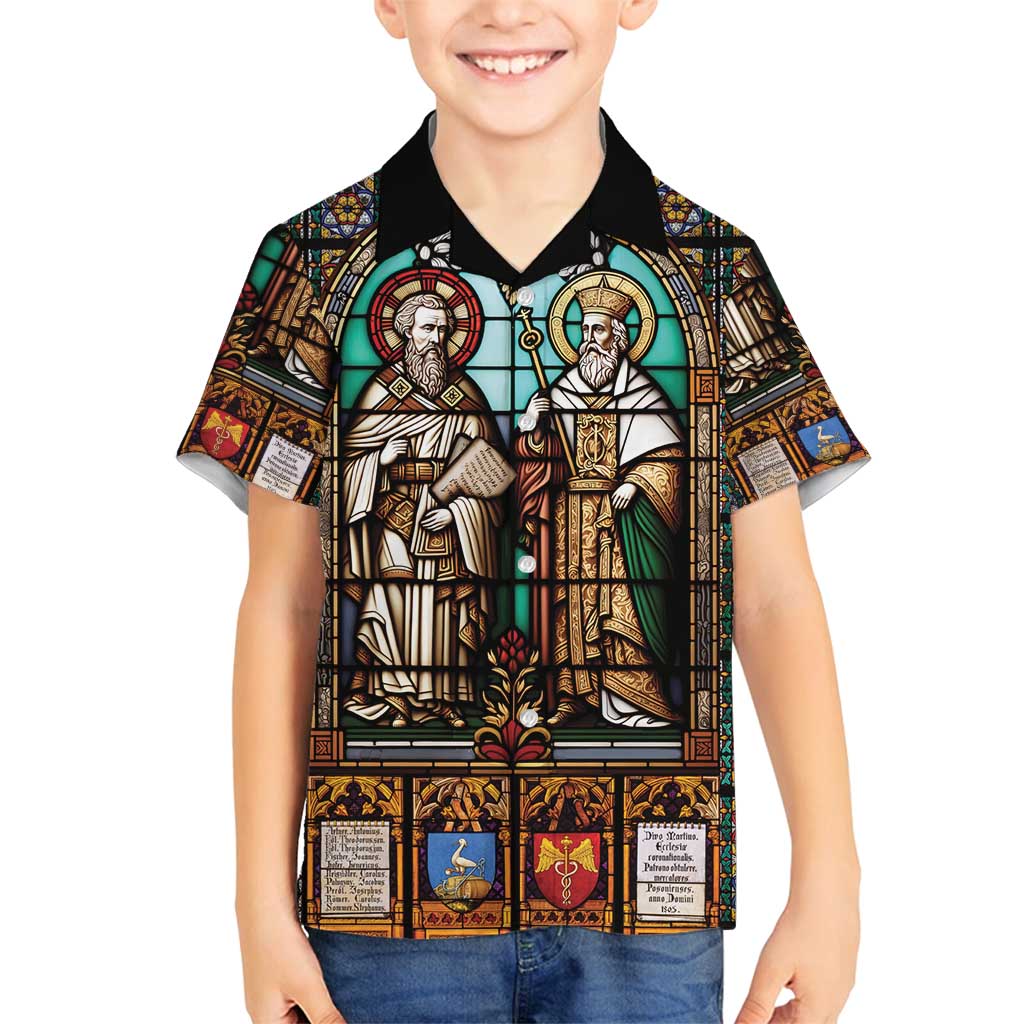 Happy Saints Cyril and Methodius Day Family Matching Long Sleeve Bodycon Dress and Hawaiian Shirt Christian Stained-Glass Window