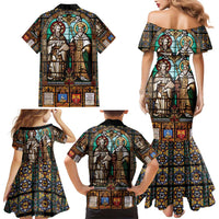 Happy Saints Cyril and Methodius Day Family Matching Mermaid Dress and Hawaiian Shirt Christian Stained-Glass Window