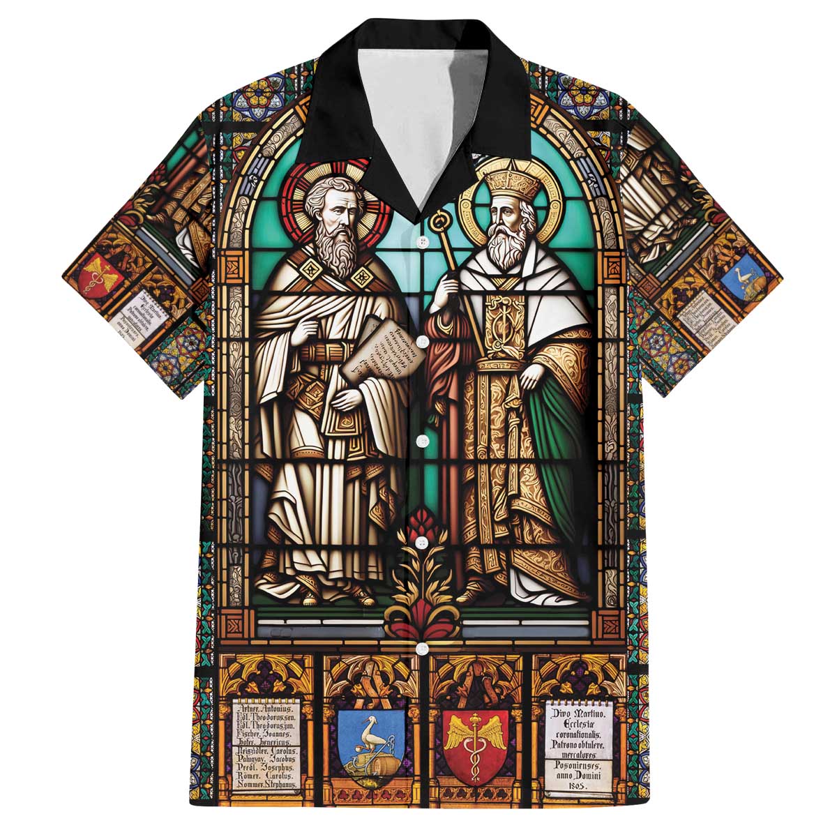 Happy Saints Cyril and Methodius Day Family Matching Off The Shoulder Long Sleeve Dress and Hawaiian Shirt Christian Stained-Glass Window