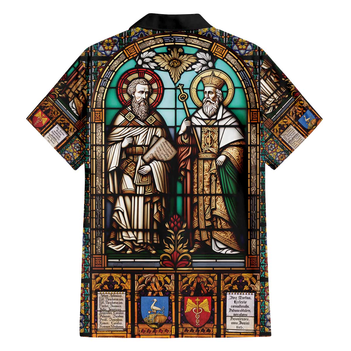 Happy Saints Cyril and Methodius Day Family Matching Off The Shoulder Long Sleeve Dress and Hawaiian Shirt Christian Stained-Glass Window