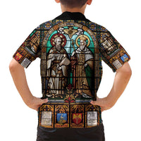 Happy Saints Cyril and Methodius Day Family Matching Off Shoulder Maxi Dress and Hawaiian Shirt Christian Stained-Glass Window