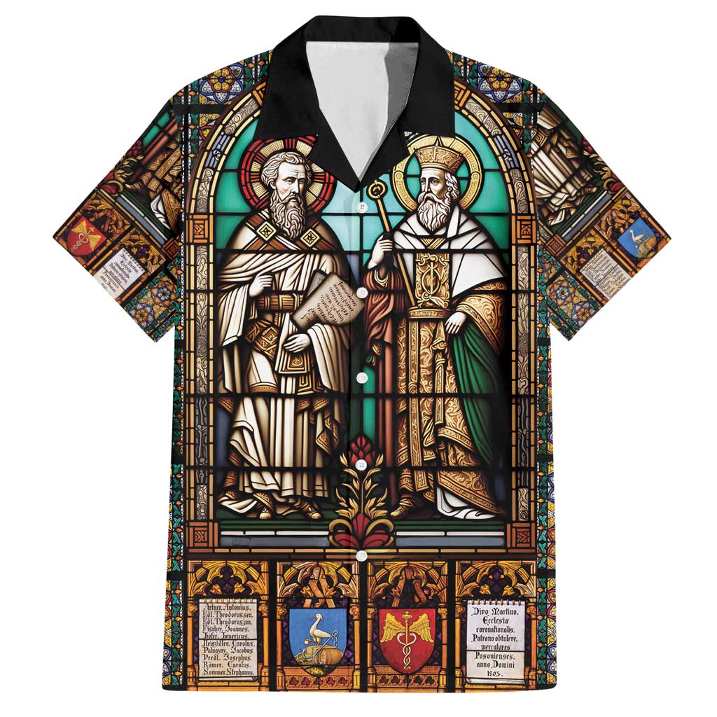 Happy Saints Cyril and Methodius Day Family Matching Off Shoulder Maxi Dress and Hawaiian Shirt Christian Stained-Glass Window