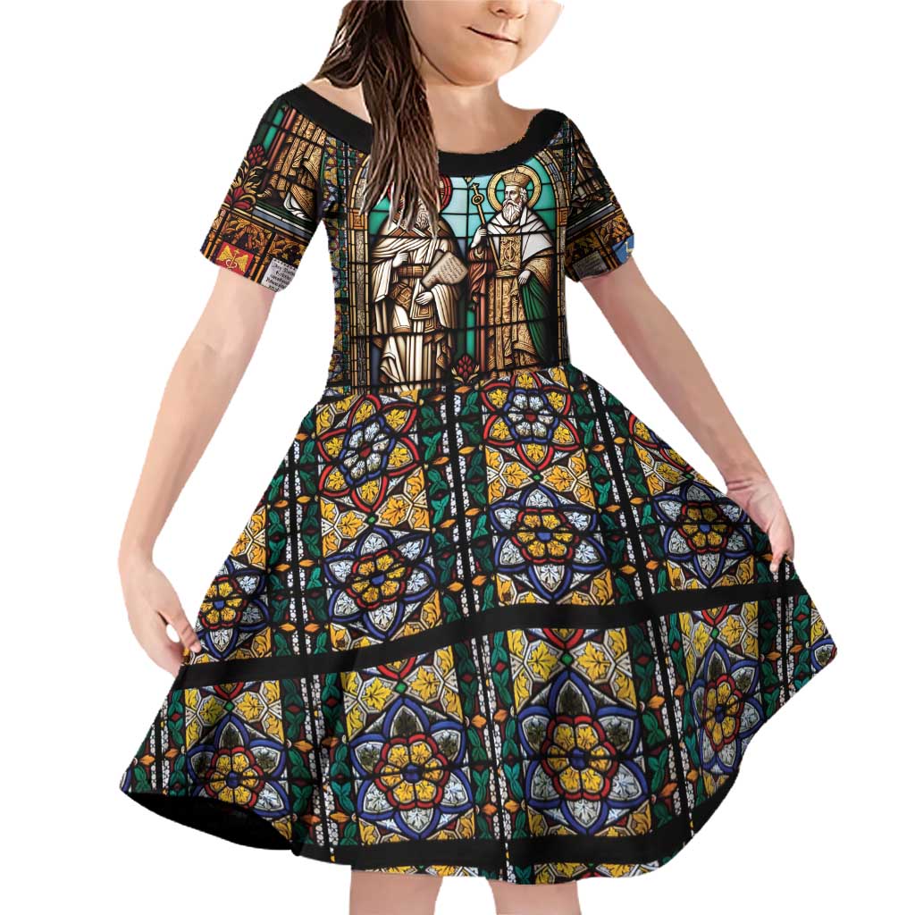 Happy Saints Cyril and Methodius Day Family Matching Off Shoulder Short Dress and Hawaiian Shirt Christian Stained-Glass Window