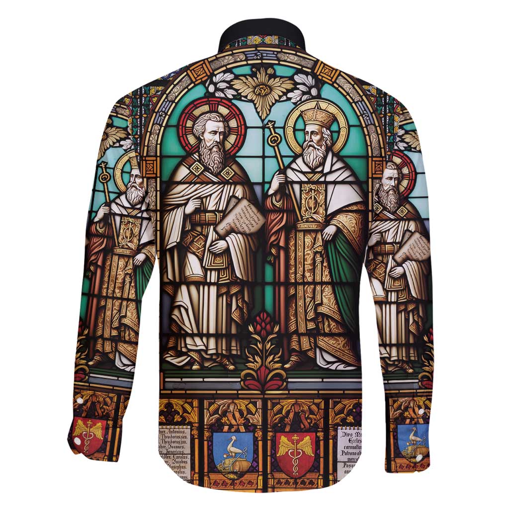 Happy Saints Cyril and Methodius Day Family Matching Off Shoulder Short Dress and Hawaiian Shirt Christian Stained-Glass Window