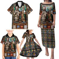 Happy Saints Cyril and Methodius Day Family Matching Puletasi and Hawaiian Shirt Christian Stained-Glass Window