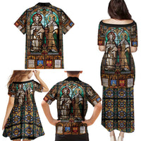 Happy Saints Cyril and Methodius Day Family Matching Puletasi and Hawaiian Shirt Christian Stained-Glass Window