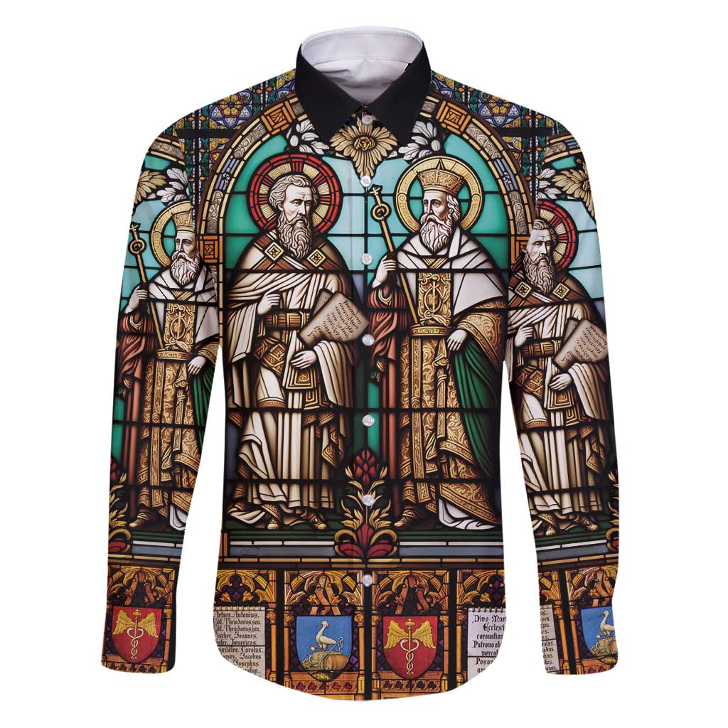 Happy Saints Cyril and Methodius Day Family Matching Puletasi and Hawaiian Shirt Christian Stained-Glass Window